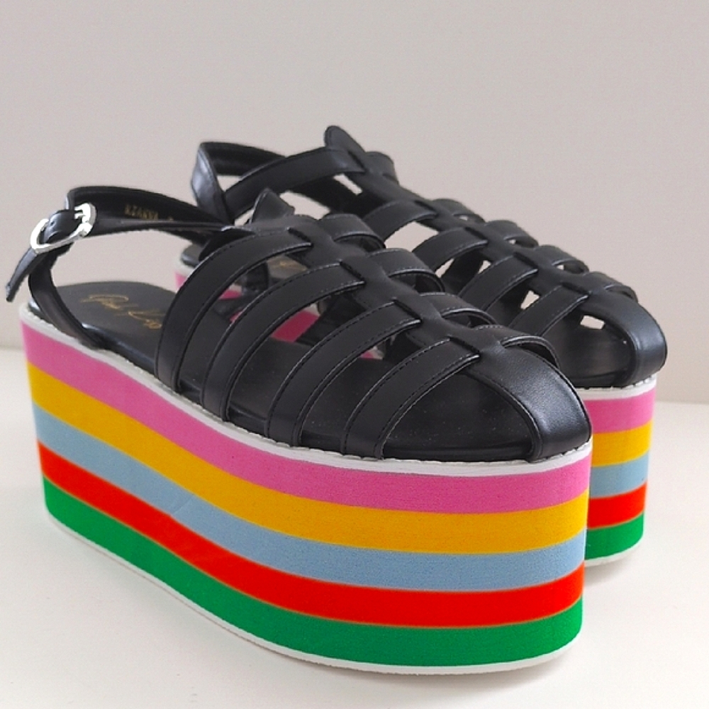 ❌Last Chance Pink Kiss Rianna Colorful Platform Sandals